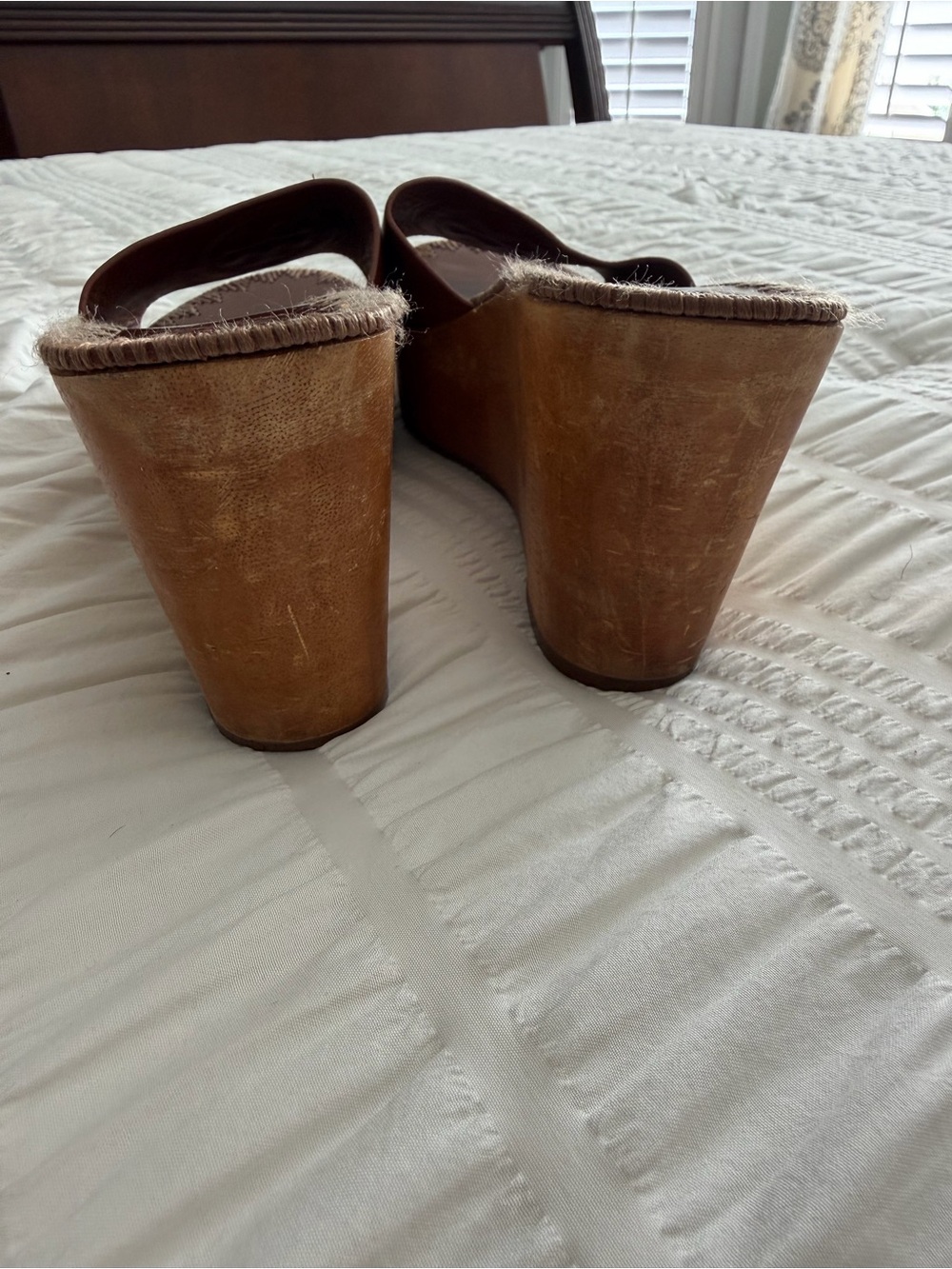 Tory Burch Cognac Leather Wedge Slide Size 9.5 - Picture 8 of 9